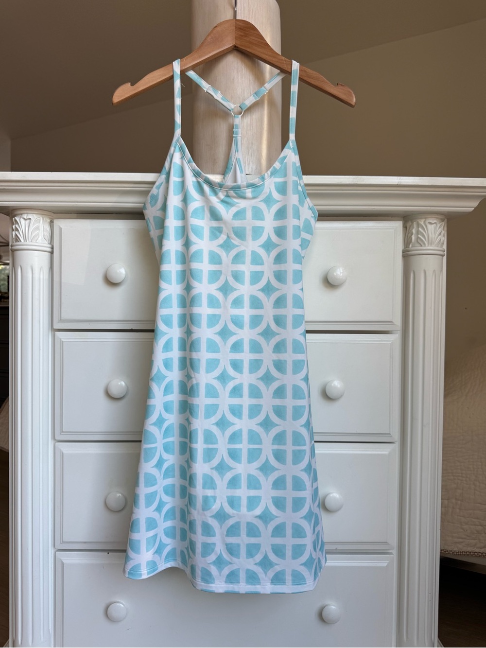 Kenny Flowers Aqua Geometric Tennis Dress – S